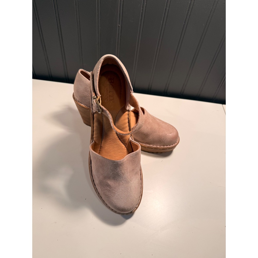 Born Womens Suede Leather Wedge Sandals Ankle Strap Blush Pink BR0040179 Size 8M